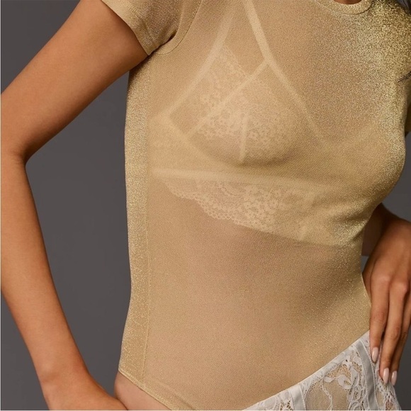 Second Skin by RD Style Rossie Gold Shimmer Bodysuit NWT Size M - Picture 3 of 8